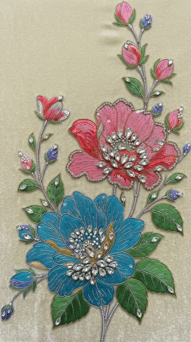 The same flowers on beige velvet