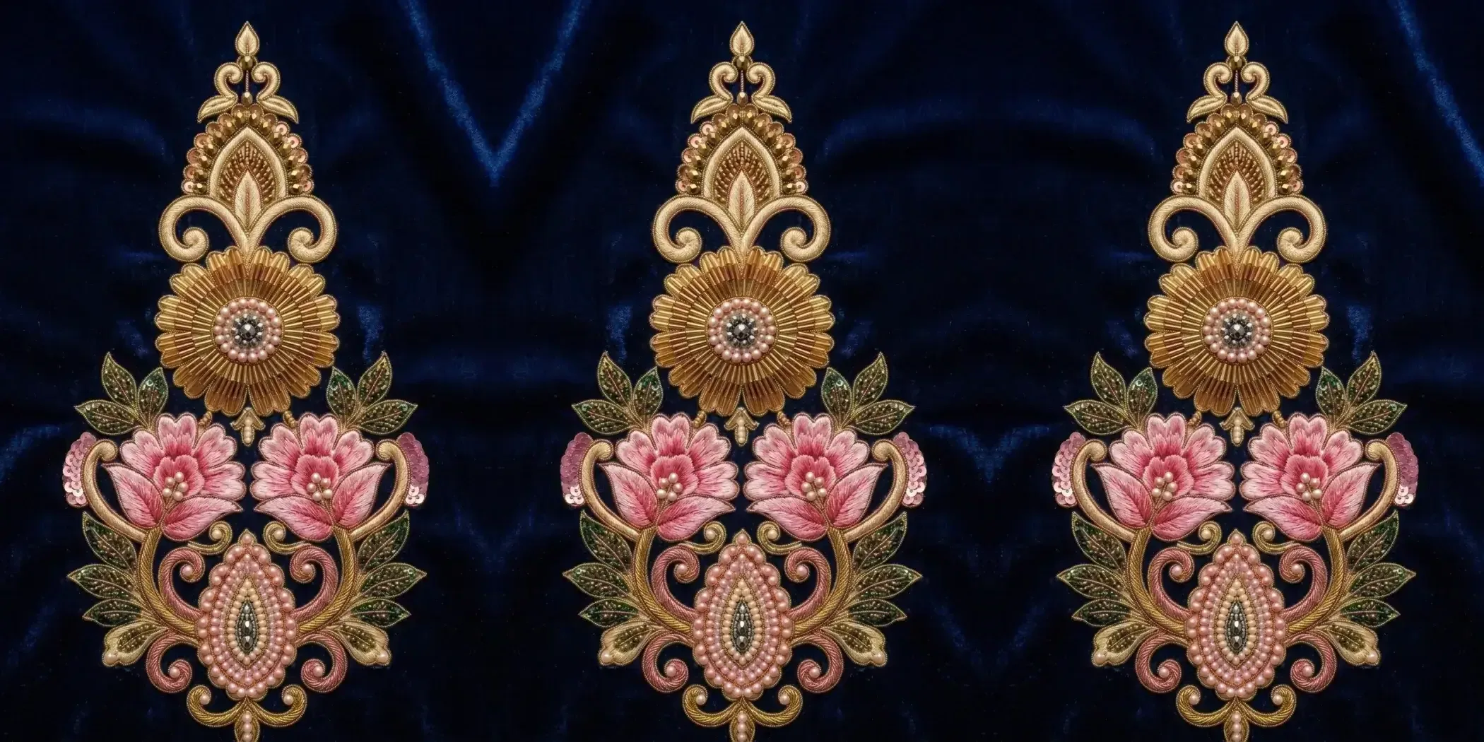 The same design repeated three times side by side, every second copy mirrored