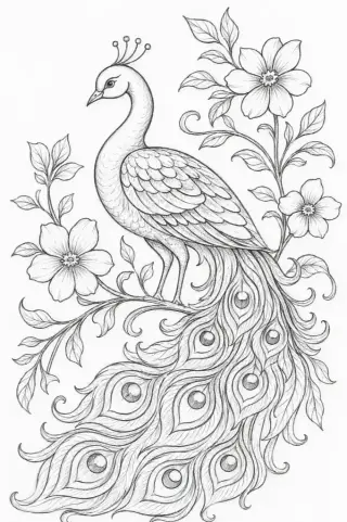 Hand sketch of a peacock feather