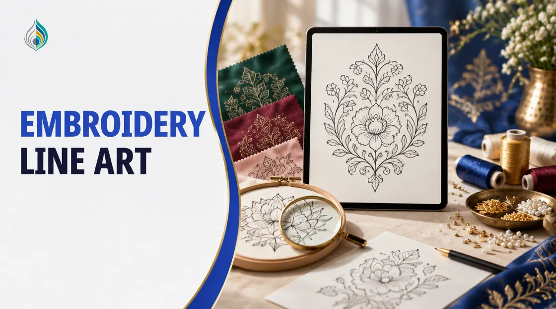 embroidery line art