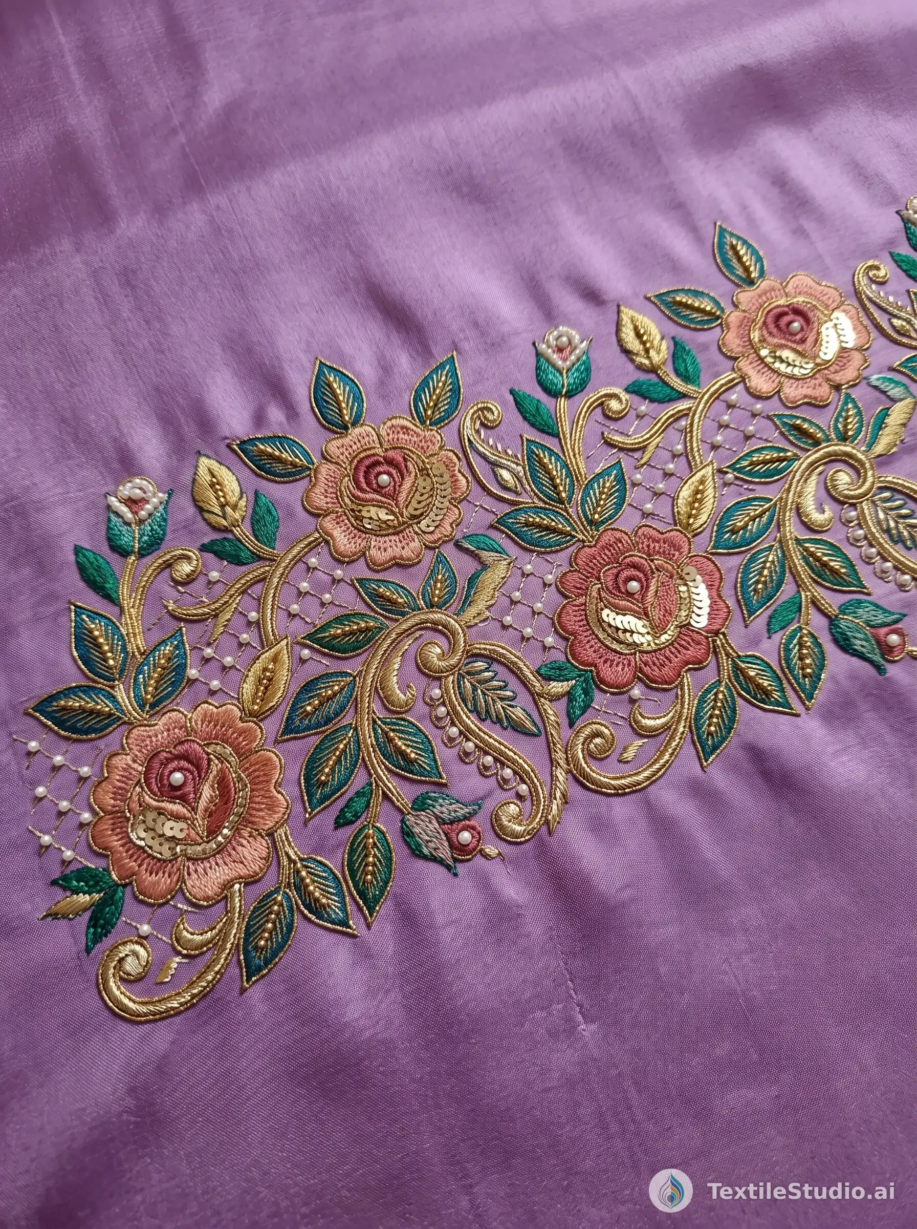 Lavender Lehenga with Intricate Jari Dori Floral Embroidery — The design