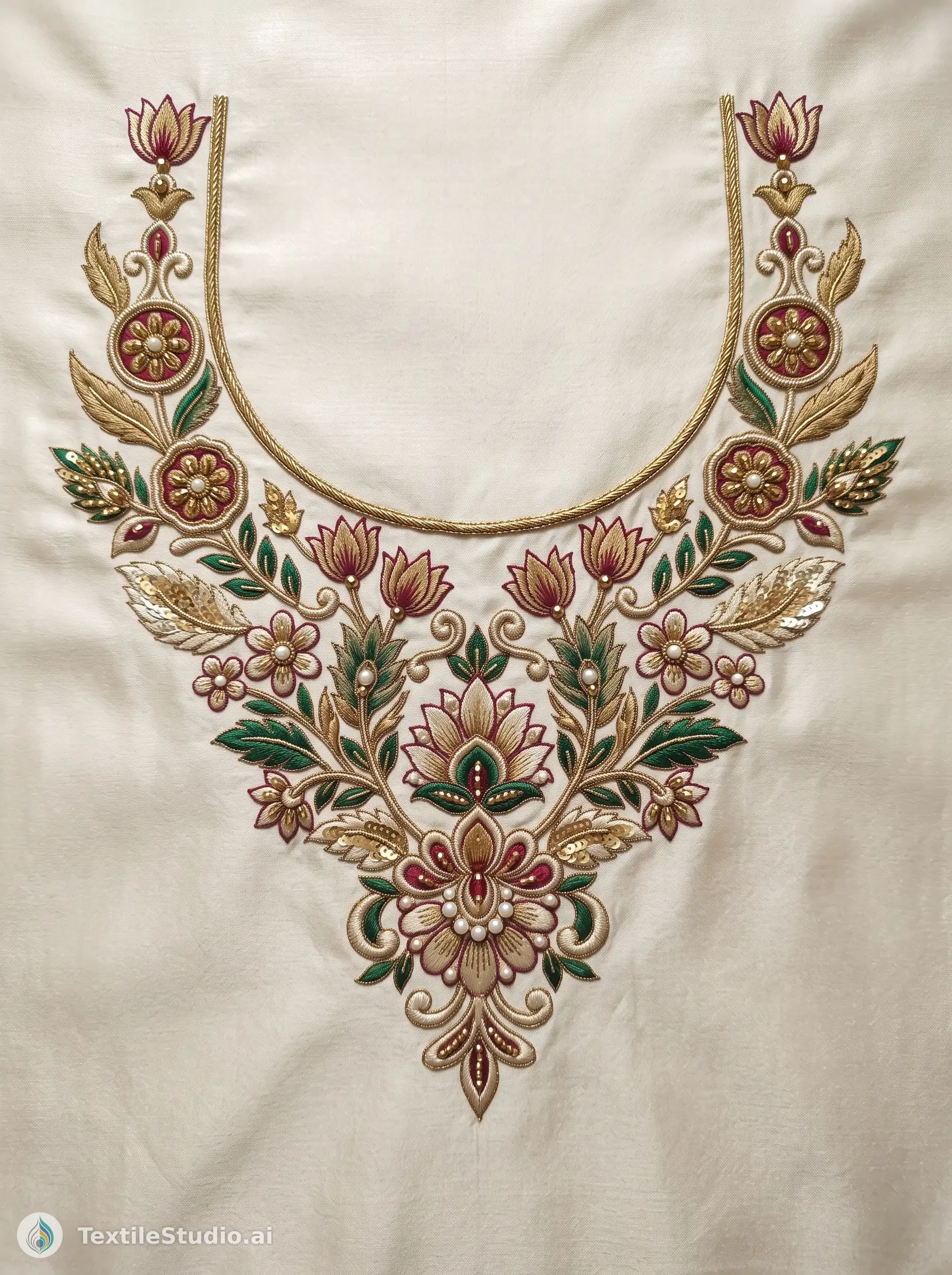 Ivory Kurta with Floral Jari Dori Embroidery — The design
