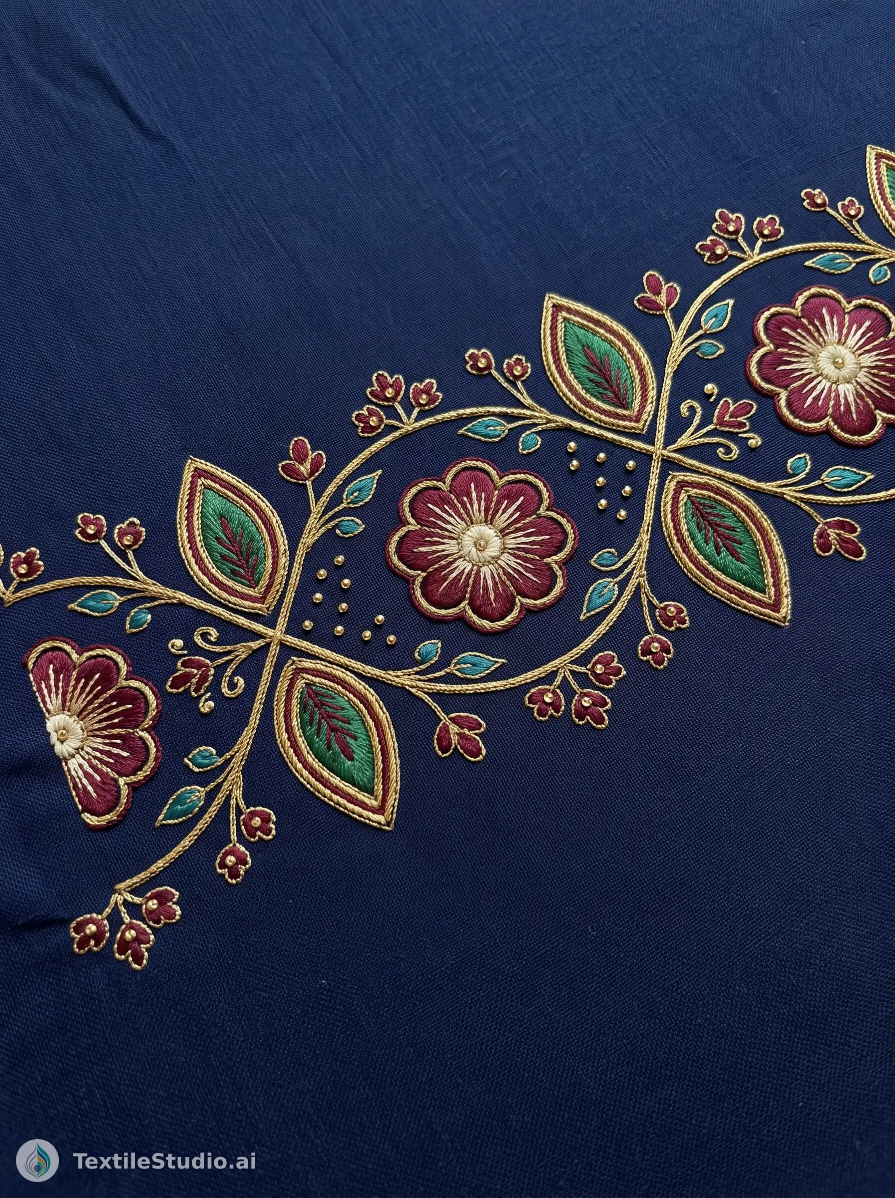 Navy Kurta with Jari Dori and Cut Dana Flowers — The design