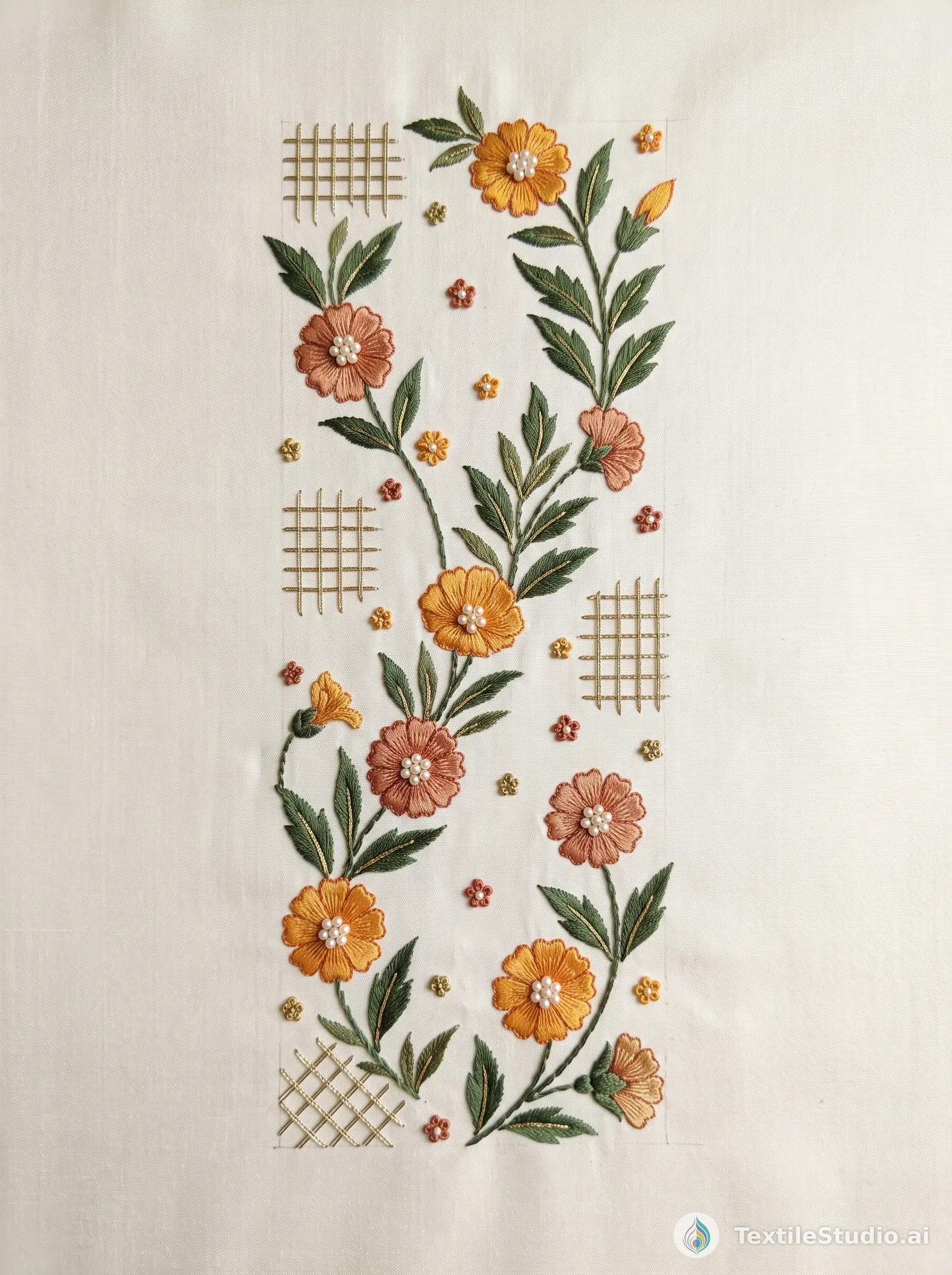 Ivory Silk Sherwani with Floral Pearl Embroidery — The design