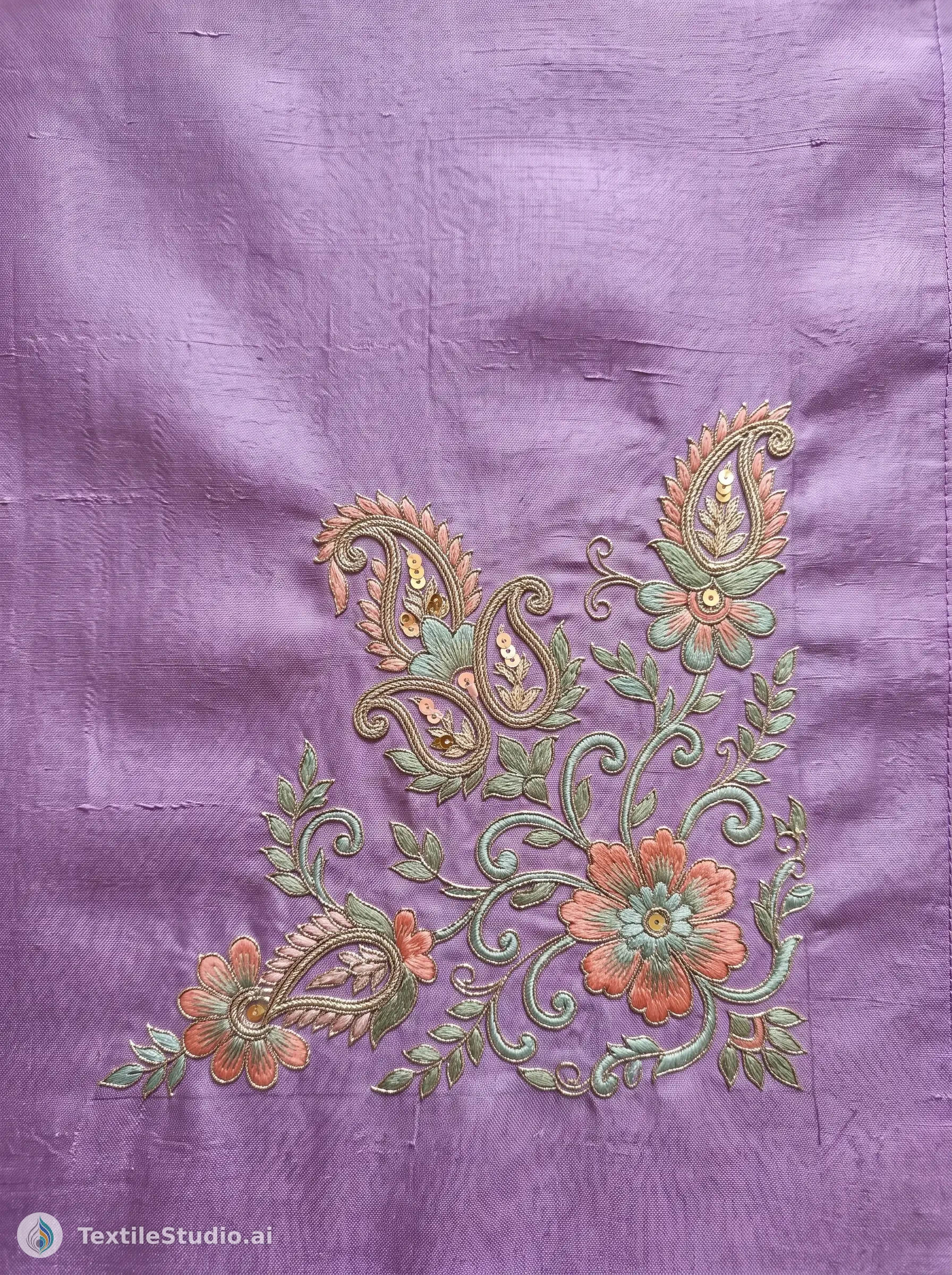 Lavender Kurta with Elegant Jari Dori Embroidery