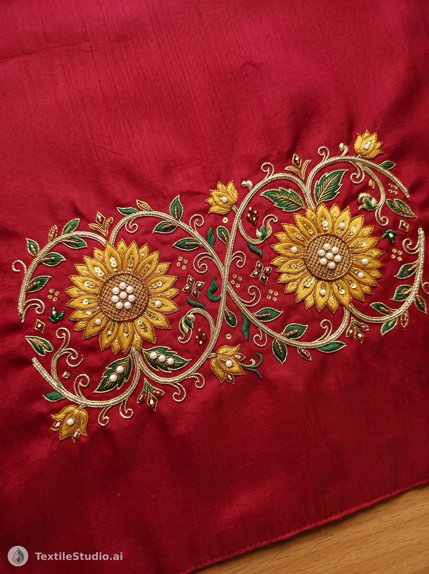 Crimson Anarkali with Floral Jari Dori Embroidery — The design