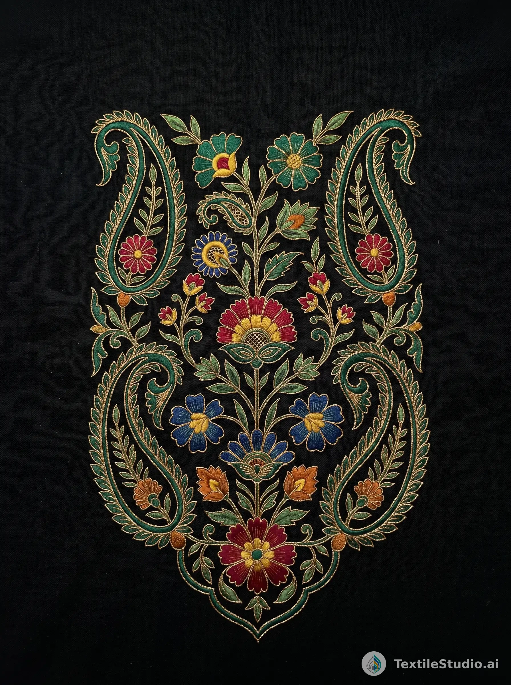 Black Kurti with Floral Jari Dori Embroidery — The design