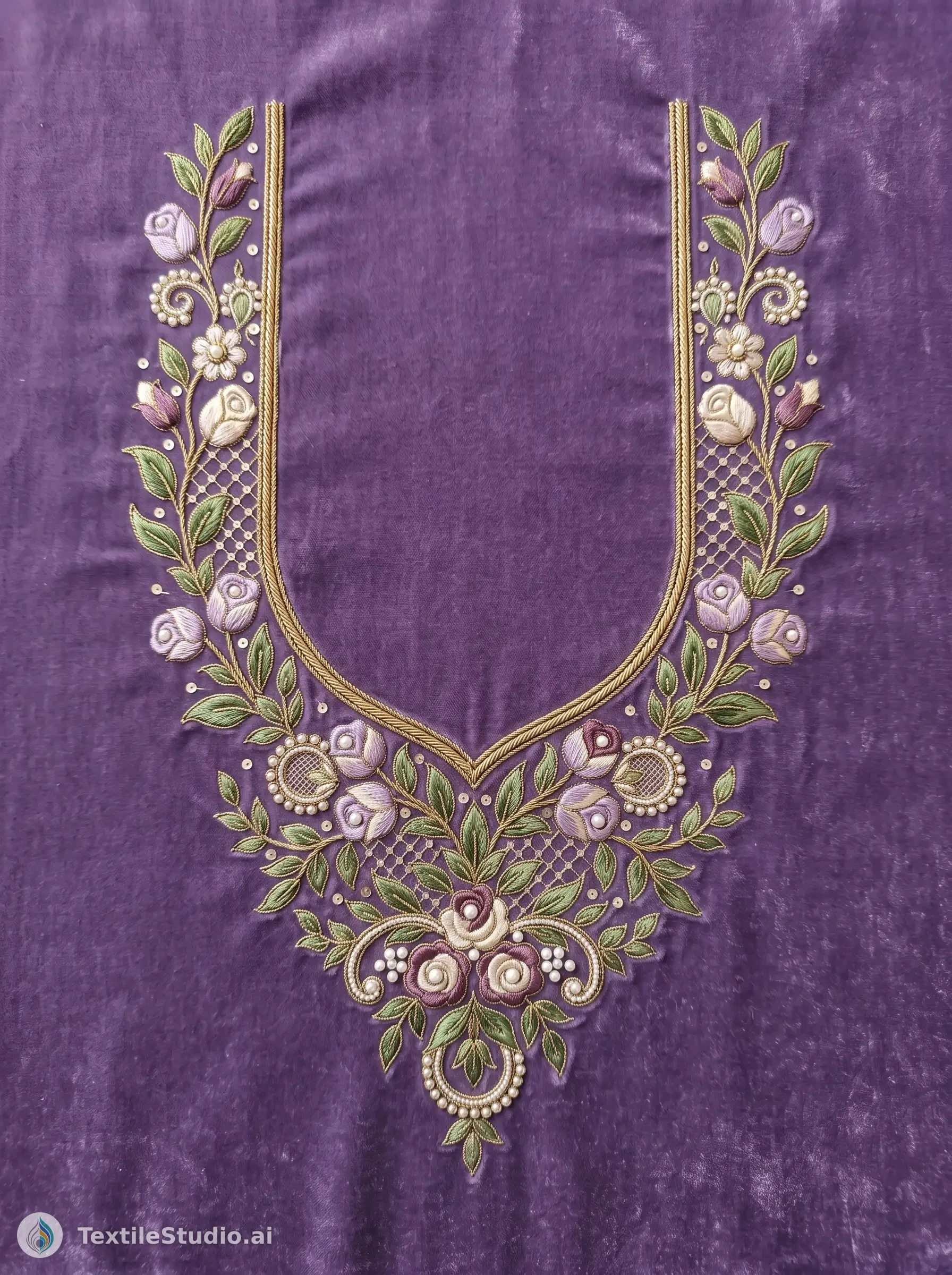 Mauve Velvet Kurta with Intricate Jari Dori Embroidery — The design
