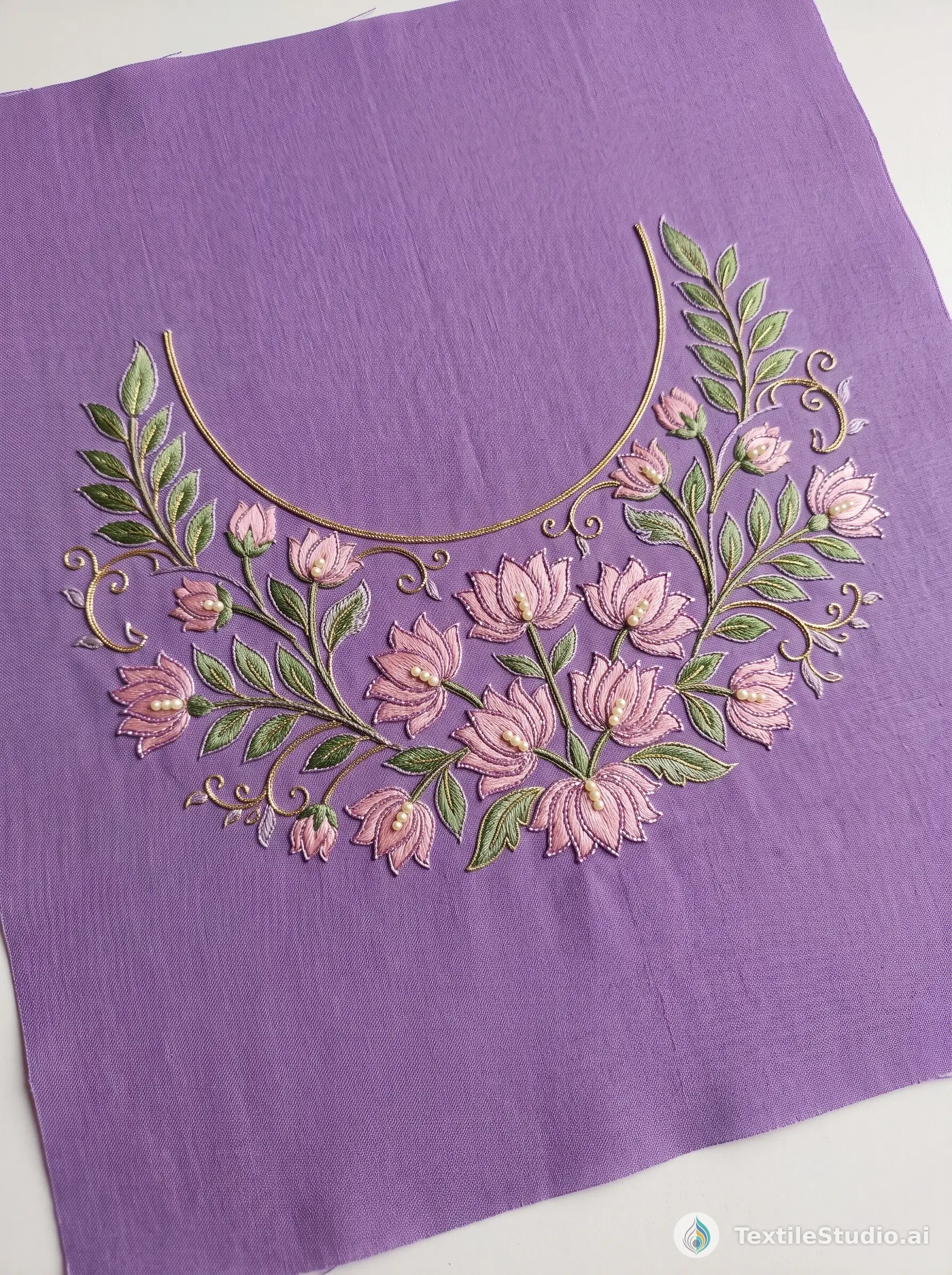 Lilac Anarkali with Lotus Thread Embroidery