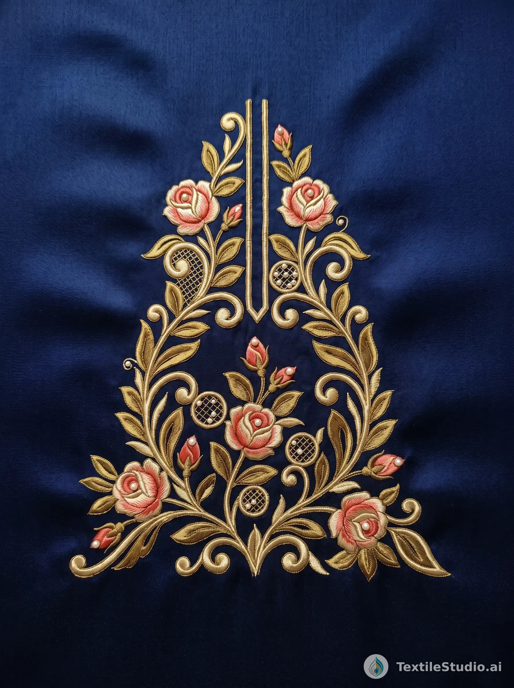 Royal Blue Sherwani with Floral Pearled Embroidery — The design