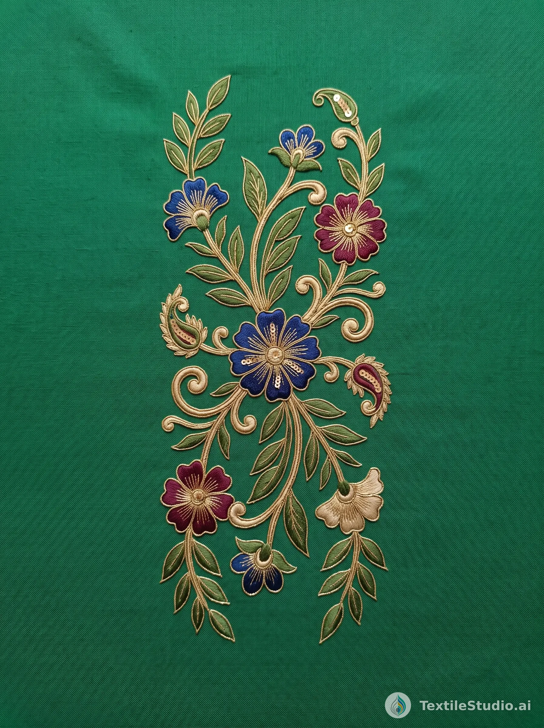 Emerald Sherwani with Jari Dori Floral Design