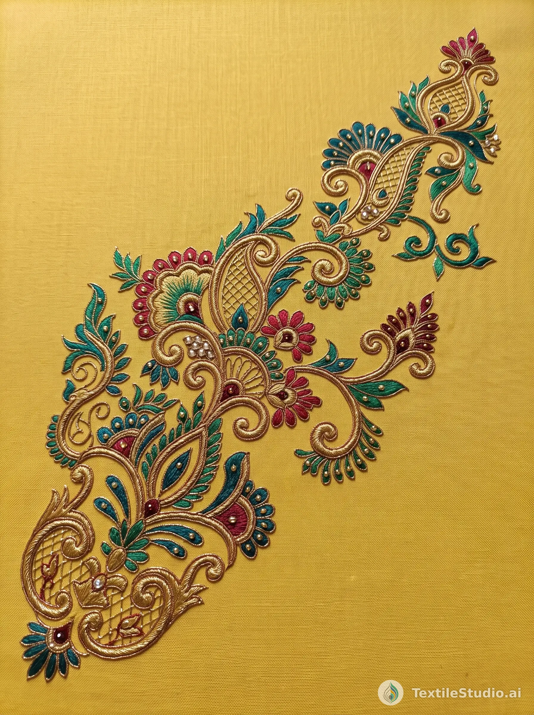 Sunshine Yellow Saree with Intricate Jari Dori Embroidery — The design