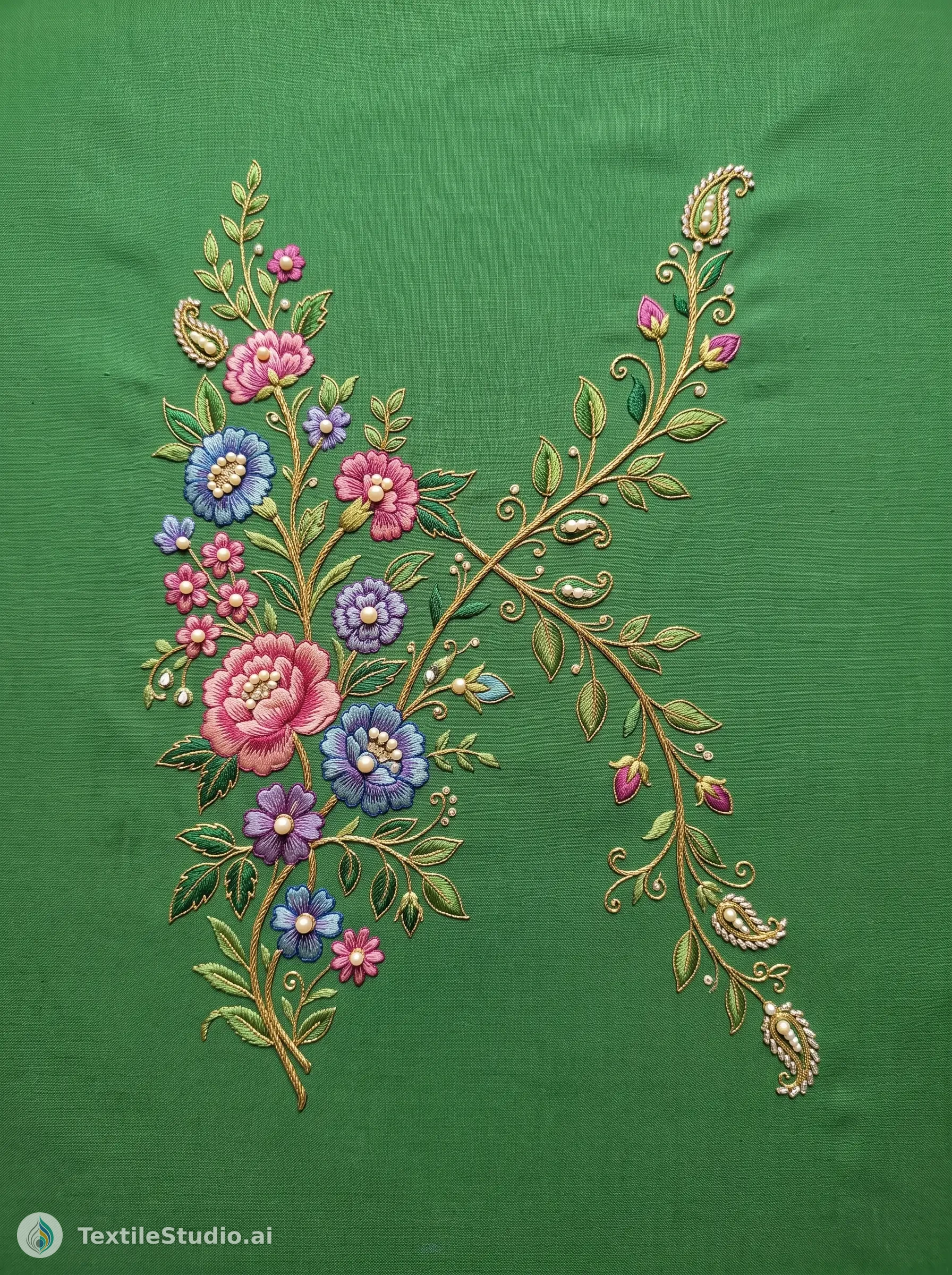Elegant Kurta with Floral Jari Dori Embroidery — The design