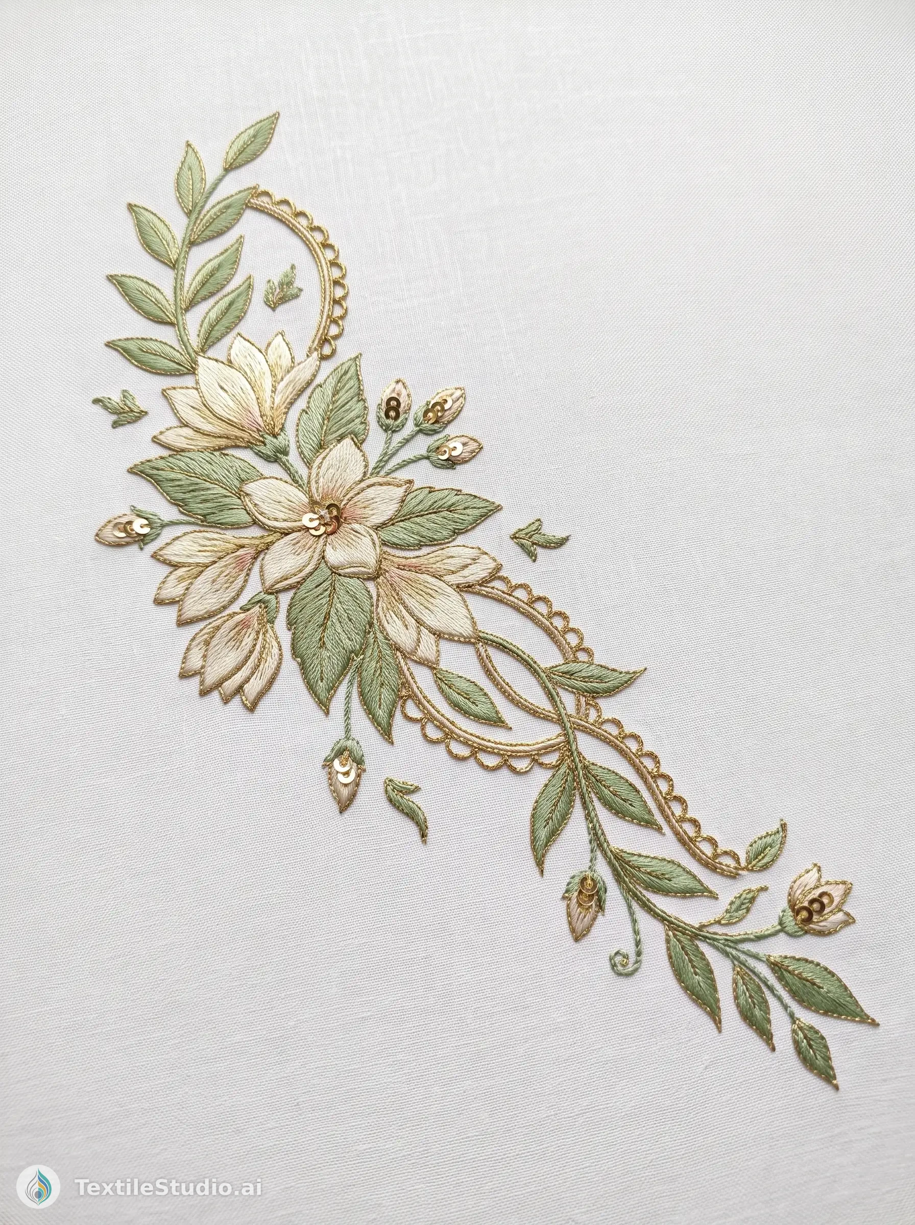 Ivory Saree with Jari Dori Floral Embroidery — The design