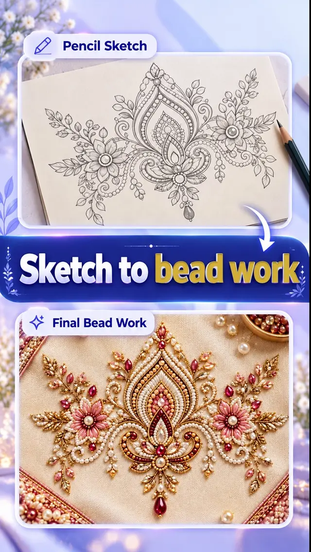 Sketch to bead embroidery design tutorial